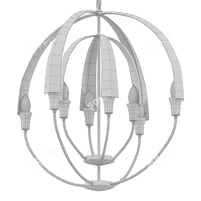 Elegant Double Cirque Chandelier 3D model image 4