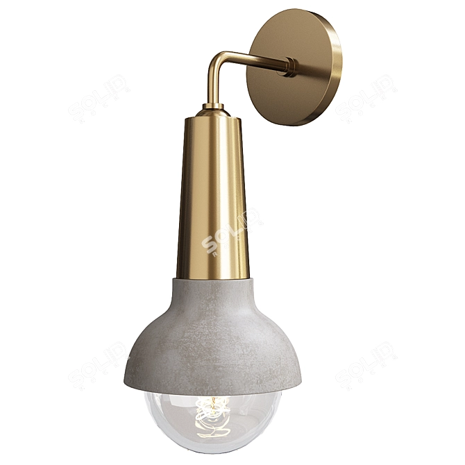 Modern Concrete Wall Sconce 3D model image 2