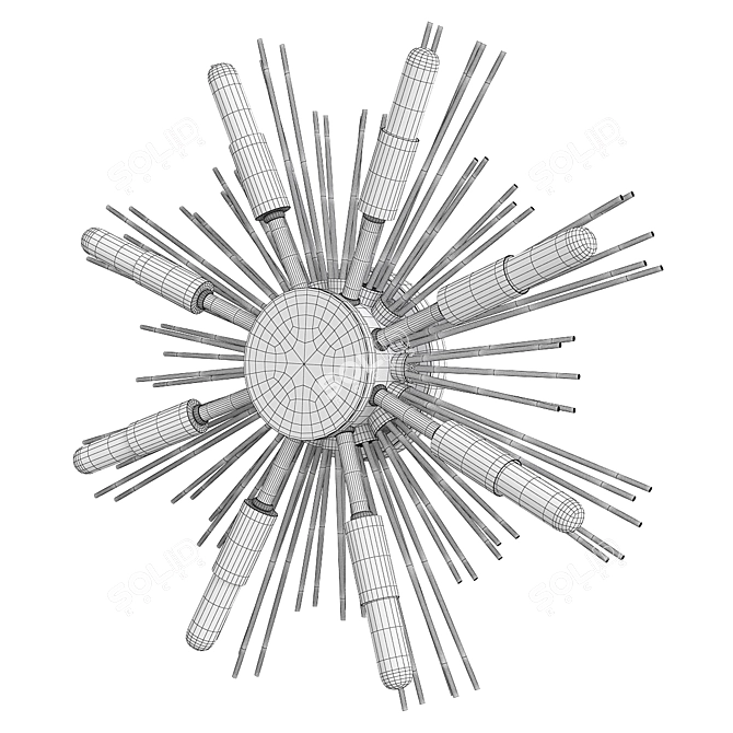 Sunburst Antique Brass Sconce & Mount 3D model image 1