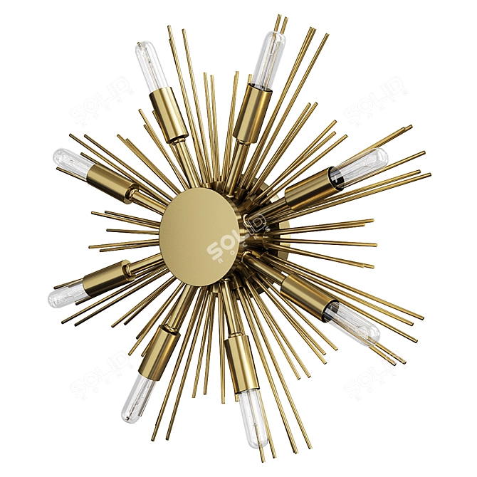 Sunburst Antique Brass Sconce & Mount 3D model image 2