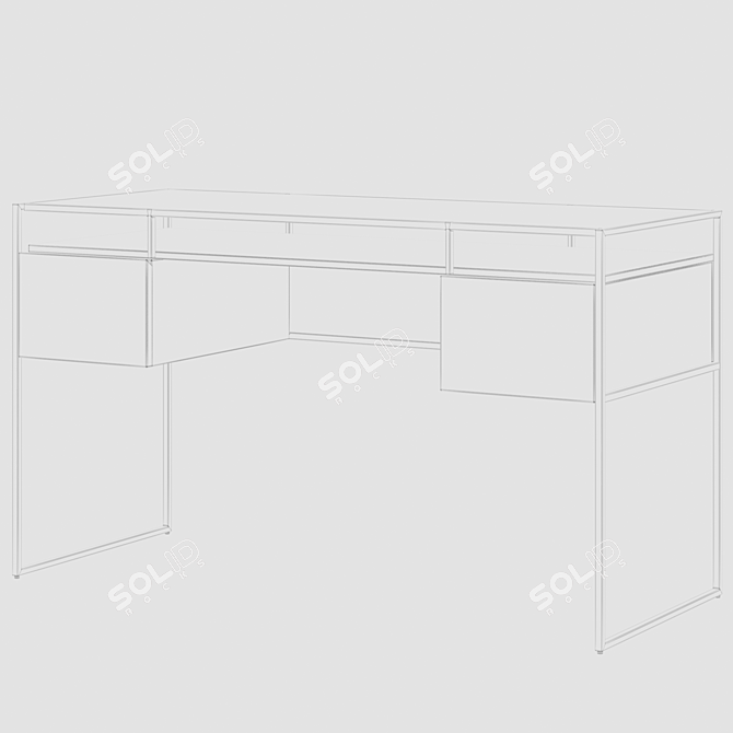 Modern Mango Wood Glass Desk 3D model image 1