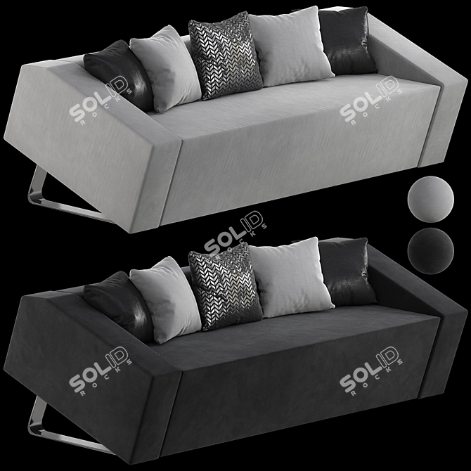 Elegant Obelisk Upholstered Sofa 3D model image 1