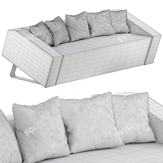 Elegant Obelisk Upholstered Sofa 3D model image 2