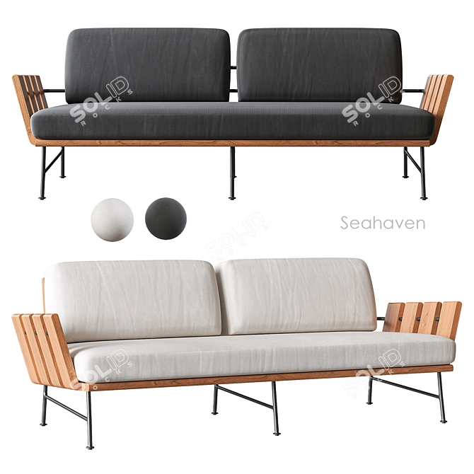 Seahaven Teak Outdoor Sofa CB2 3D model image 1