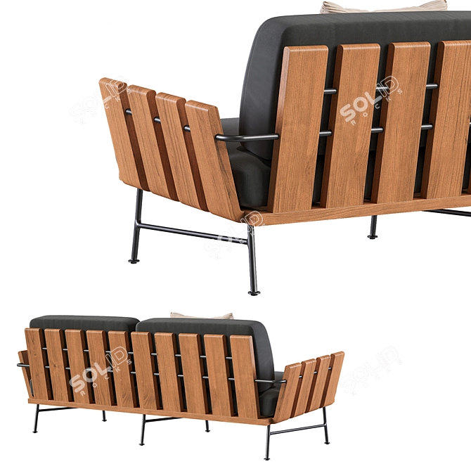 Seahaven Teak Outdoor Sofa CB2 3D model image 3