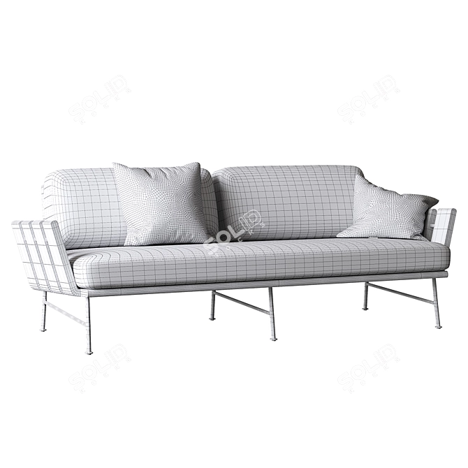 Seahaven Teak Outdoor Sofa CB2 3D model image 4