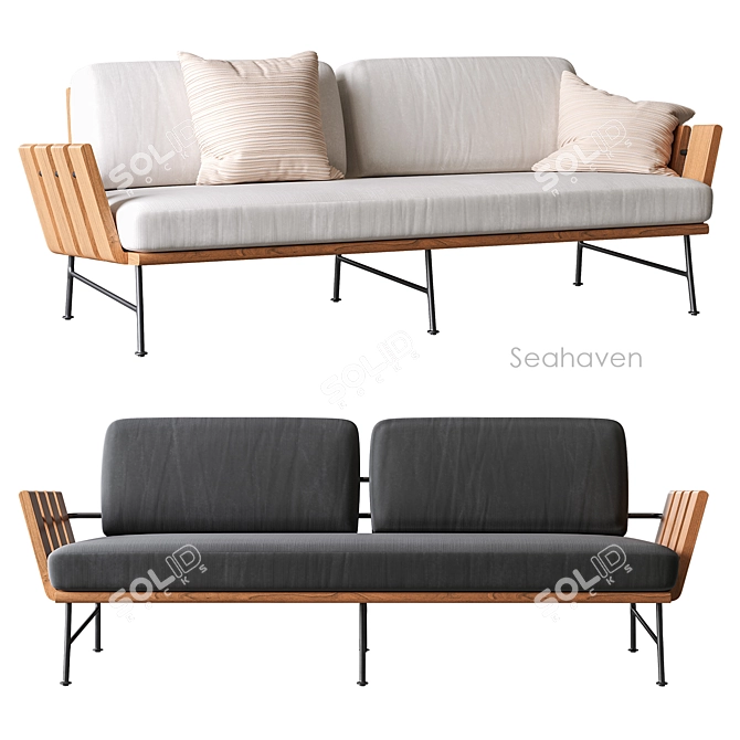 Seahaven Teak Outdoor Sofa CB2 3D model image 5