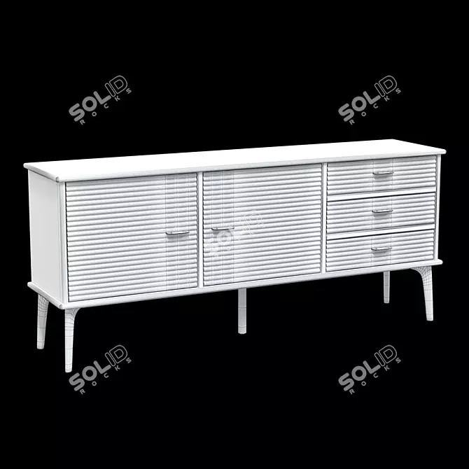 Modern Oak and Brass Sideboard 3D model image 2