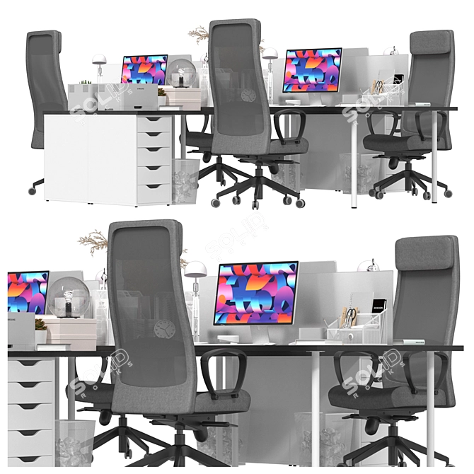 Office Workspace Set with Mac 3D model image 3