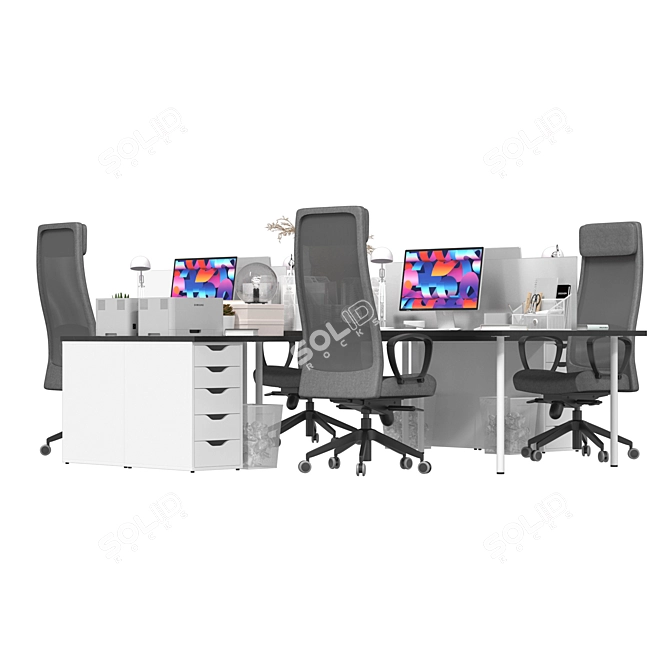 Office Workspace Set with Mac 3D model image 4