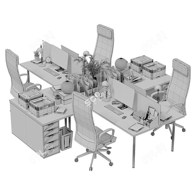 Office Workspace Set with Mac 3D model image 5