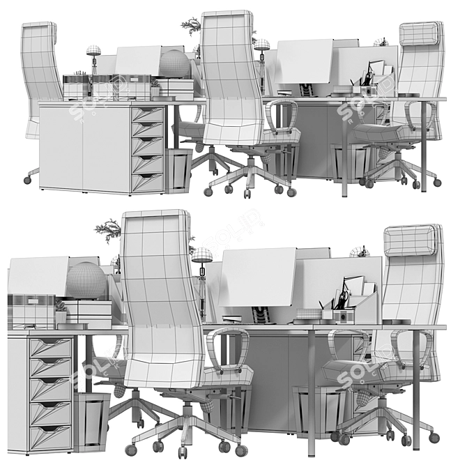 Office Workspace Set with Mac 3D model image 6