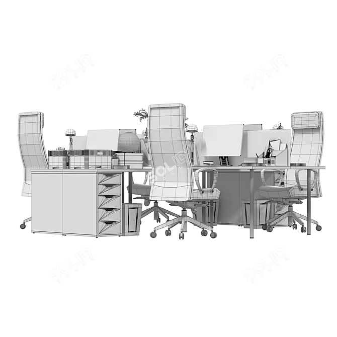 Office Workspace Set with Mac 3D model image 7