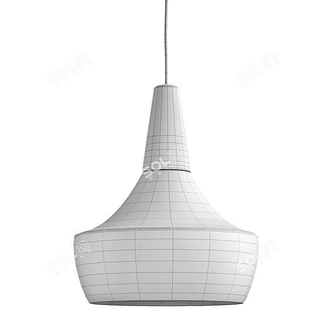 Vintage Metal and Wood Pendant Lamp 3D model image 1
