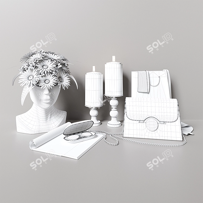 Head Vase Console Decor Kit 3D model image 4