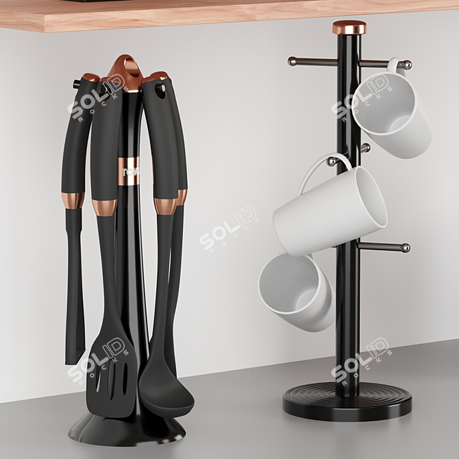 Elegant Rose Gold Kitchen Collection 3D model image 6