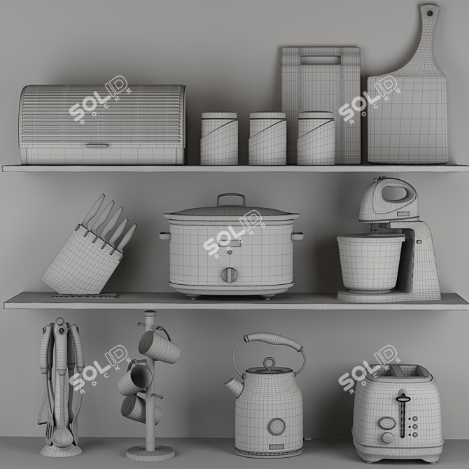 Elegant Rose Gold Kitchen Collection 3D model image 7