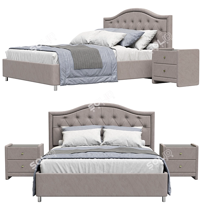 Luxury Askona Carolina 3D Bed 3D model image 2