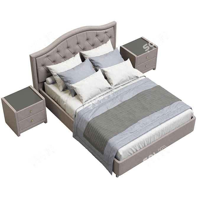 Luxury Askona Carolina 3D Bed 3D model image 3