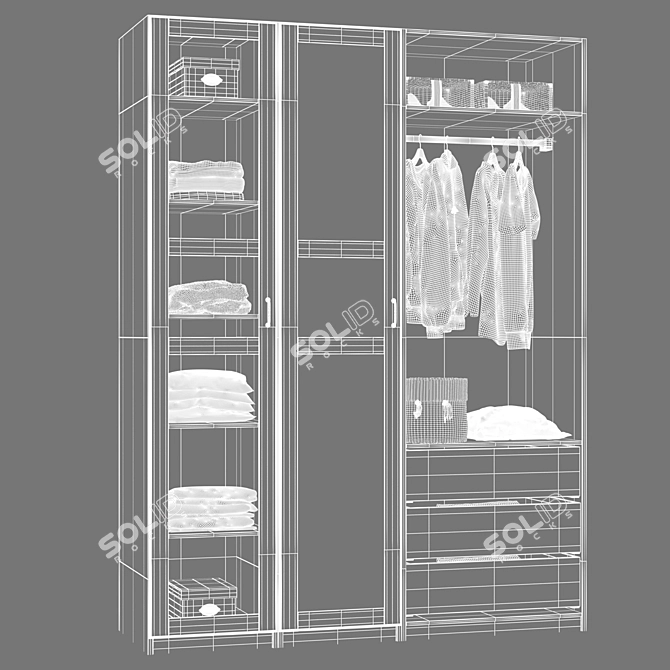 Modern White Glass Wardrobe Ikea 3D model image 4