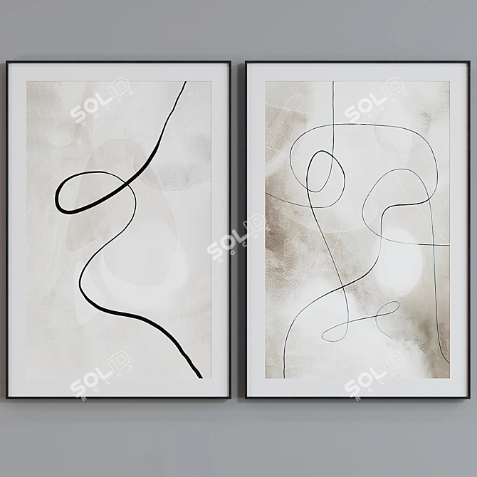 Modern Abstract Picture Frame Set 3D model image 2