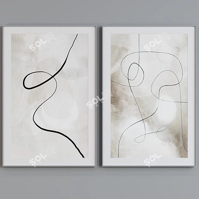 Modern Abstract Picture Frame Set 3D model image 5