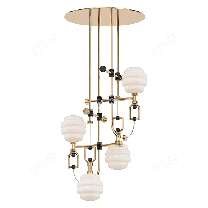 Mid-Century Gold and Black Lamp 3D model image 1