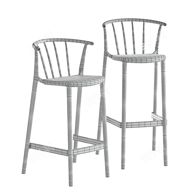 Resol Designer Modern 3D Stool 3D model image 2