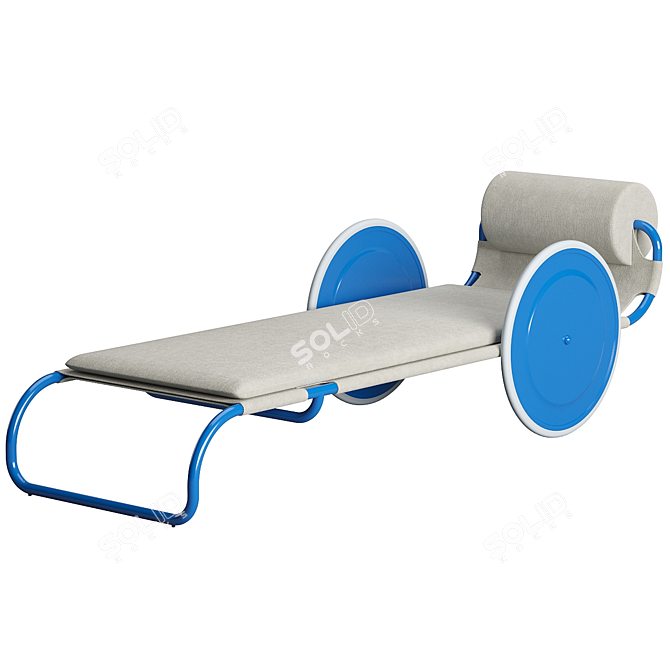 Retro Steel Sun Lounger, 1964 3D model image 1