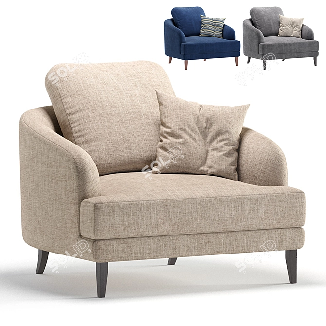Modern Armchair MASCOT Trio Collection 3D model image 1