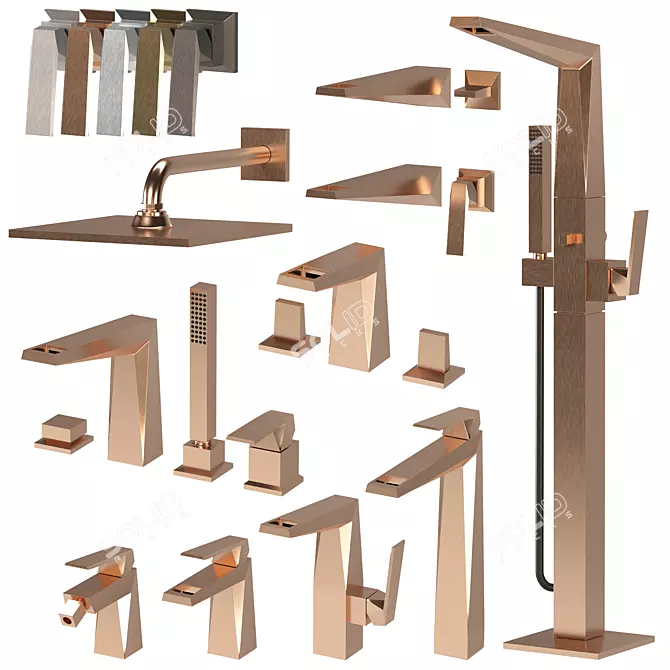 European Design Faucet Set 3D model image 1