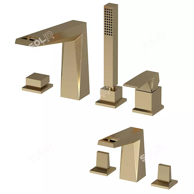 European Design Faucet Set 3D model image 4