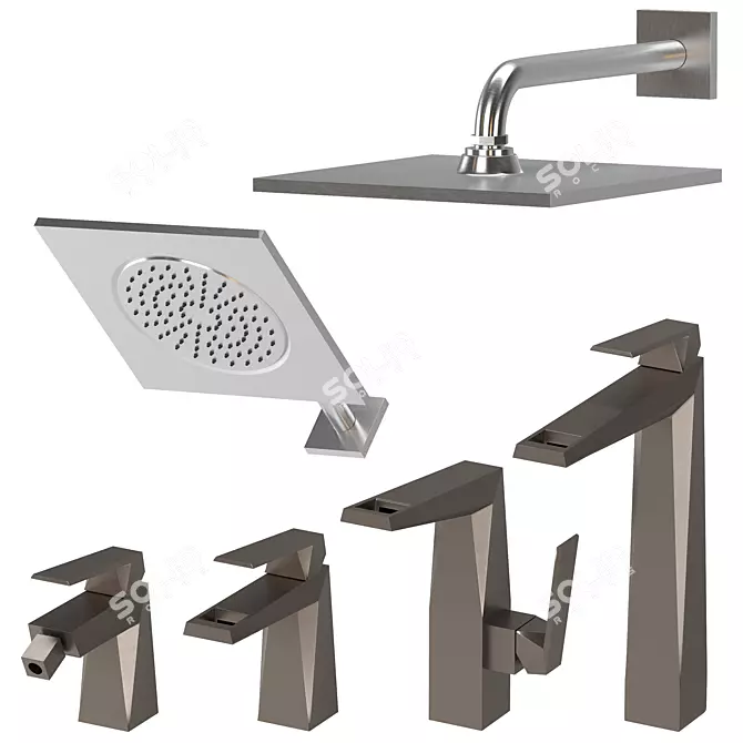 European Design Faucet Set 3D model image 5