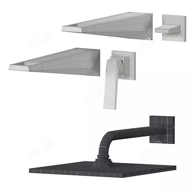 European Design Faucet Set 3D model image 6