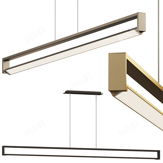 Futuristic Industrial LED Linear Pendant 3D model image 1