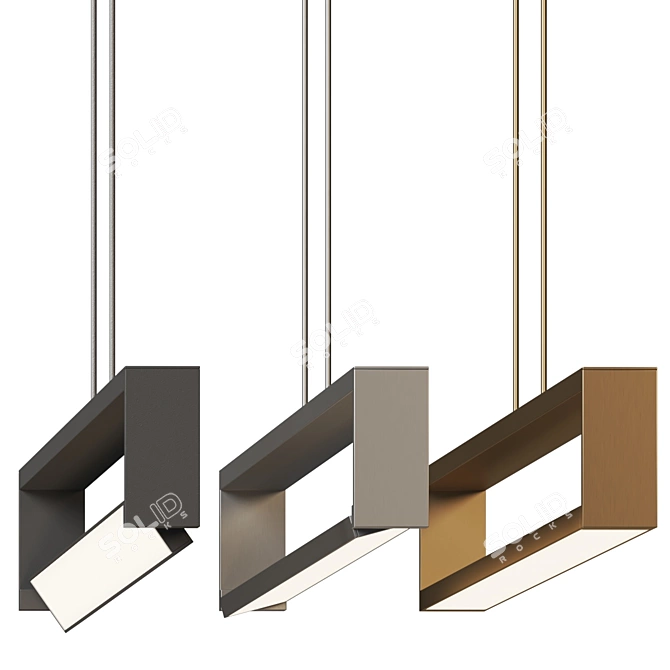 Futuristic Industrial LED Linear Pendant 3D model image 3