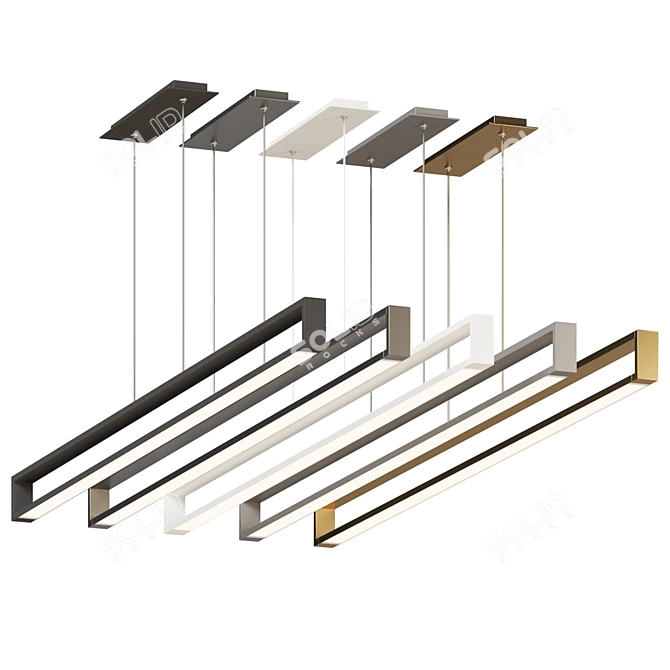 Futuristic Industrial LED Linear Pendant 3D model image 5