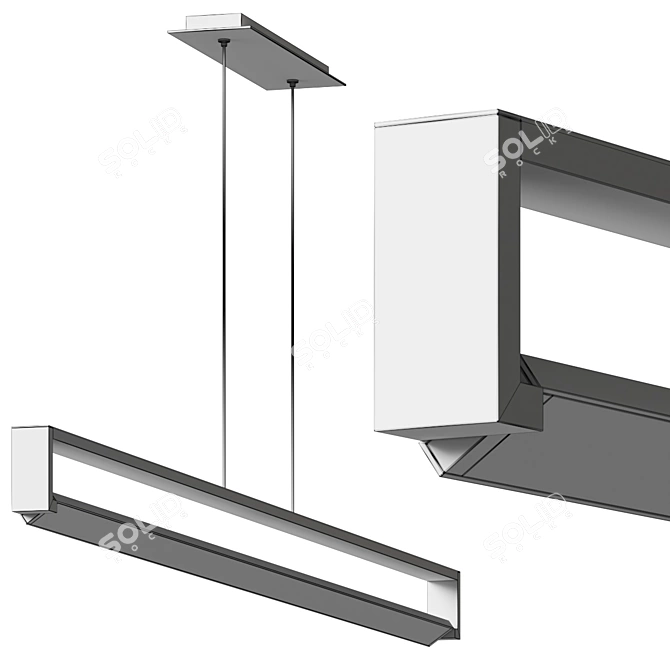 Futuristic Industrial LED Linear Pendant 3D model image 6
