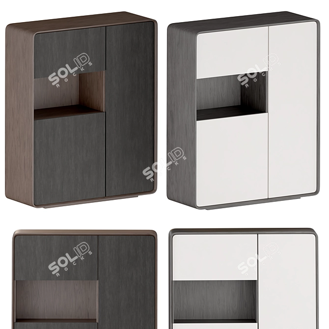 Contemporary Solid Wood Side Cabinet 3D model image 1