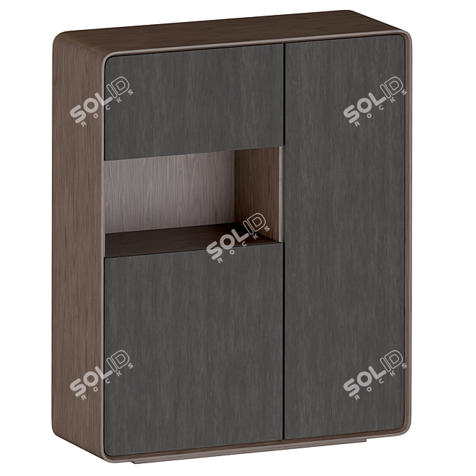 Contemporary Solid Wood Side Cabinet 3D model image 2