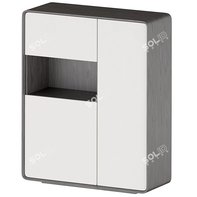 Contemporary Solid Wood Side Cabinet 3D model image 3