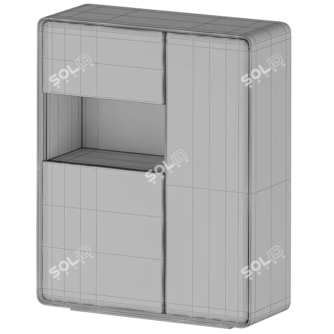 Contemporary Solid Wood Side Cabinet 3D model image 4