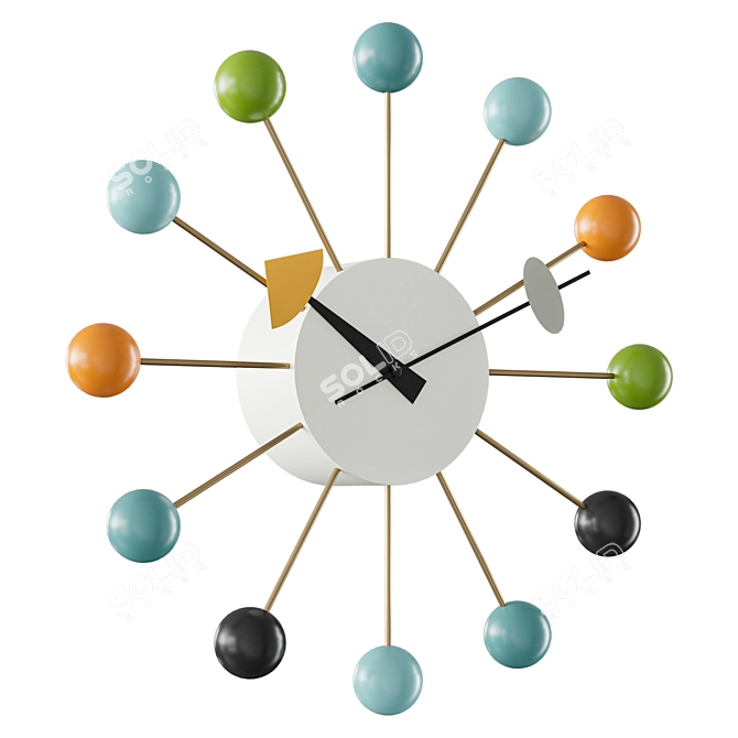 Colorful Ball Clock, 33cm Diameter 3D model image 1