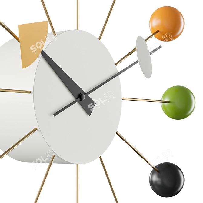 Colorful Ball Clock, 33cm Diameter 3D model image 3