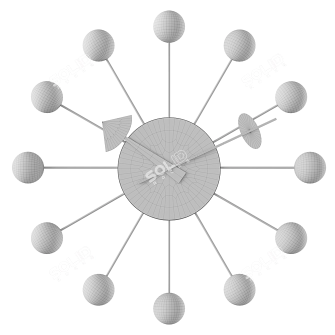 Colorful Ball Clock, 33cm Diameter 3D model image 4