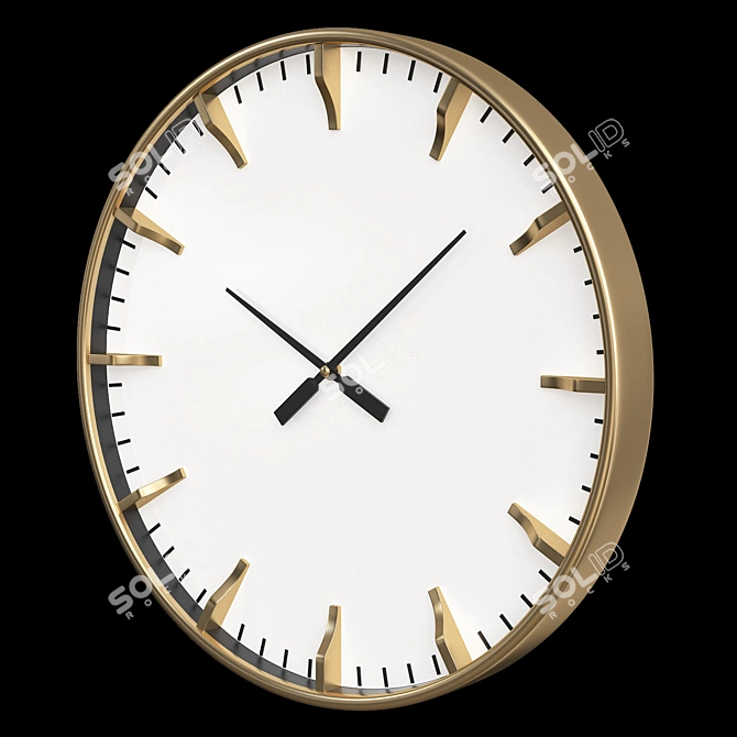 Elegant Gilded Wall Clock 3D model image 2