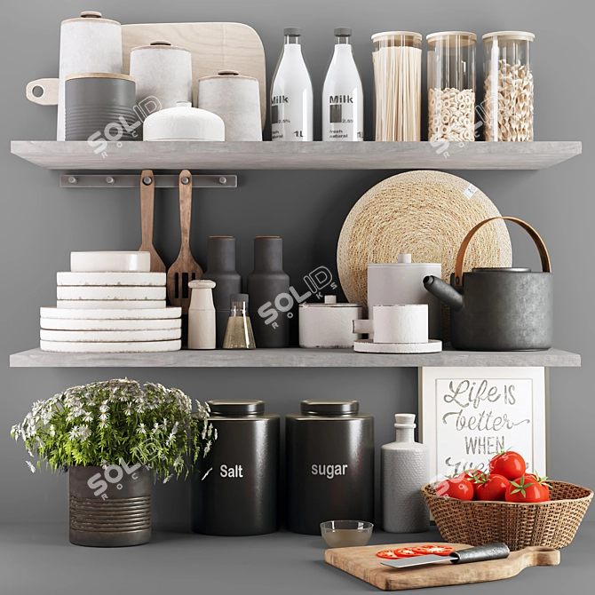 Modern Kitchen 3D Accessories Kit 3D model image 1