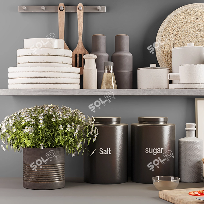 Modern Kitchen 3D Accessories Kit 3D model image 3