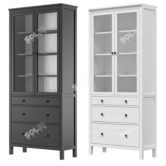 IKEA HEMNES Glass Door Cabinet 3D model image 1