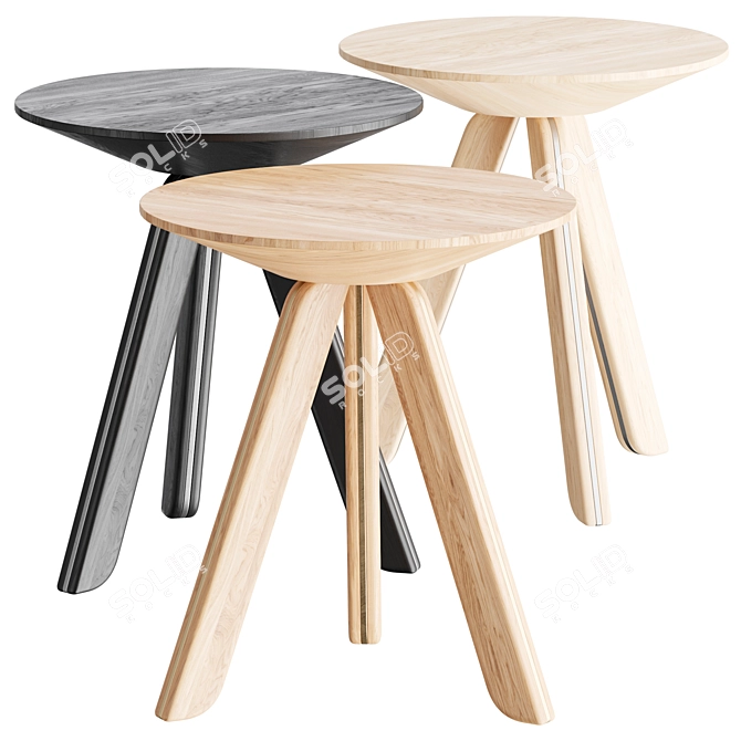 Designer Wooden Round Coffee Table 3D model image 1